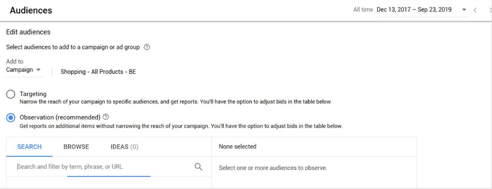 Målgruppssegment i Google Ads